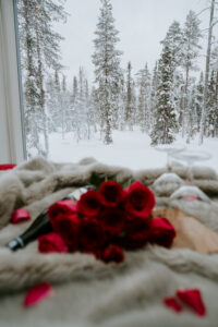 Akaslompolo Finland Winter Engagement glass cabins from Arctic Lodge