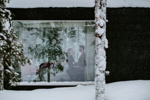 Akaslompolo Finland Winter Engagement glass cabins from Arctic Lodge she said yes