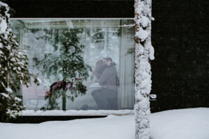 Akaslompolo Finland Winter engagement at glass cabin