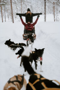 Akaslompolo Finland Winter Engagement dogsledding