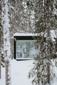 Akaslompolo Finland Winter Engagement glass cabins from Arctic Lodge