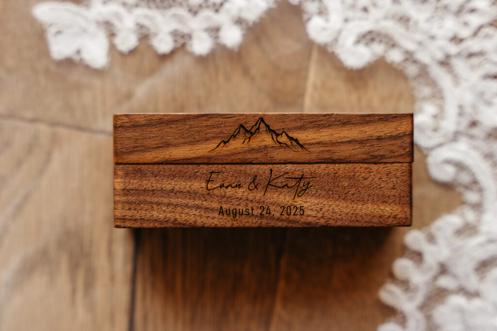 Wooden ring box for Dolomites Elopement