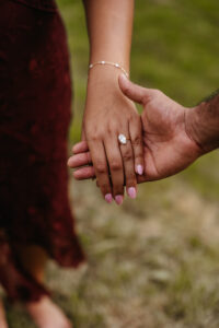 Close up of engagement ring at Val di Funes, Dolomites proposal