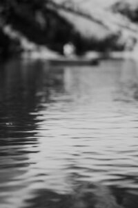 Black and white art shot of water at Lago di Braies during engagement