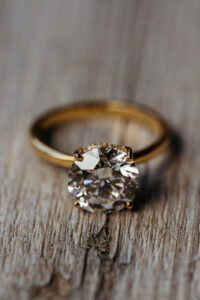 Engagement ring close up at Lago di Braies