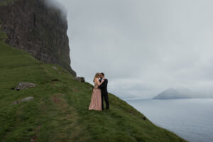 Bride and groom at Kallur, Faroe Islands is one of the top 10 European elopement destinations