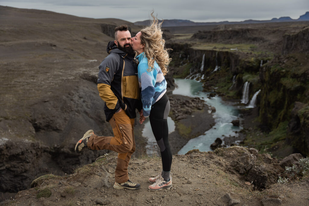 Iceland proposal at Sigöldugljúfur canyon, one of the best places to propose in Europe