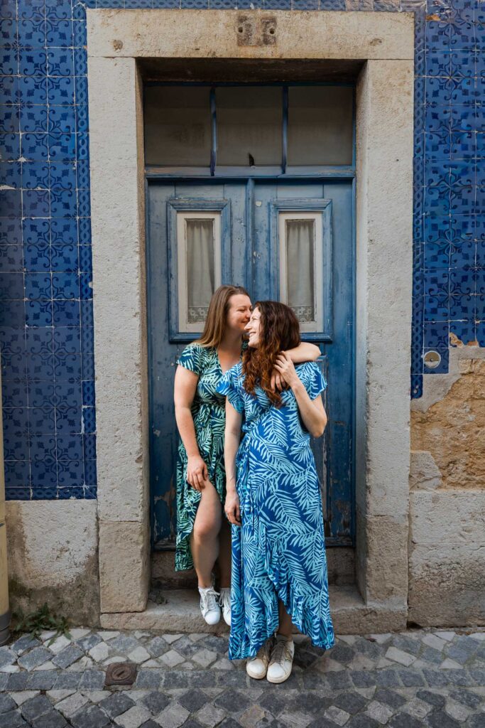 Two girls after their proposal in Lisbon, one of the best places to propose in europe
